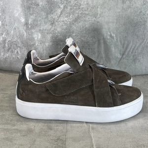 Goats Women's Brown Canvas Crisscross Straps Platform Slip-On Sneakers SZ 11